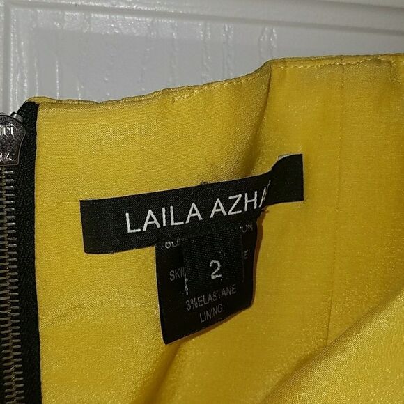 Laila Azhar yellow black strapless Dress Sz 2 NWOT - Picture 5 of 5